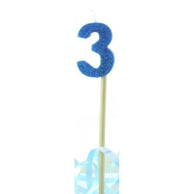 Blue Glitter Long Stick Candle #3 - The Base Warehouse