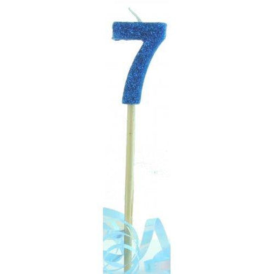 Blue Glitter Long Stick Candle #7 - The Base Warehouse