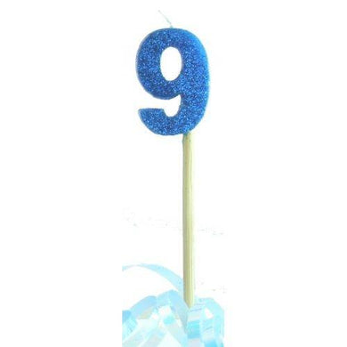 Blue Glitter Long Stick Candle #9 - The Base Warehouse
