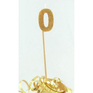 Gold Glitter Long Stick #0 Candle - The Base Warehouse