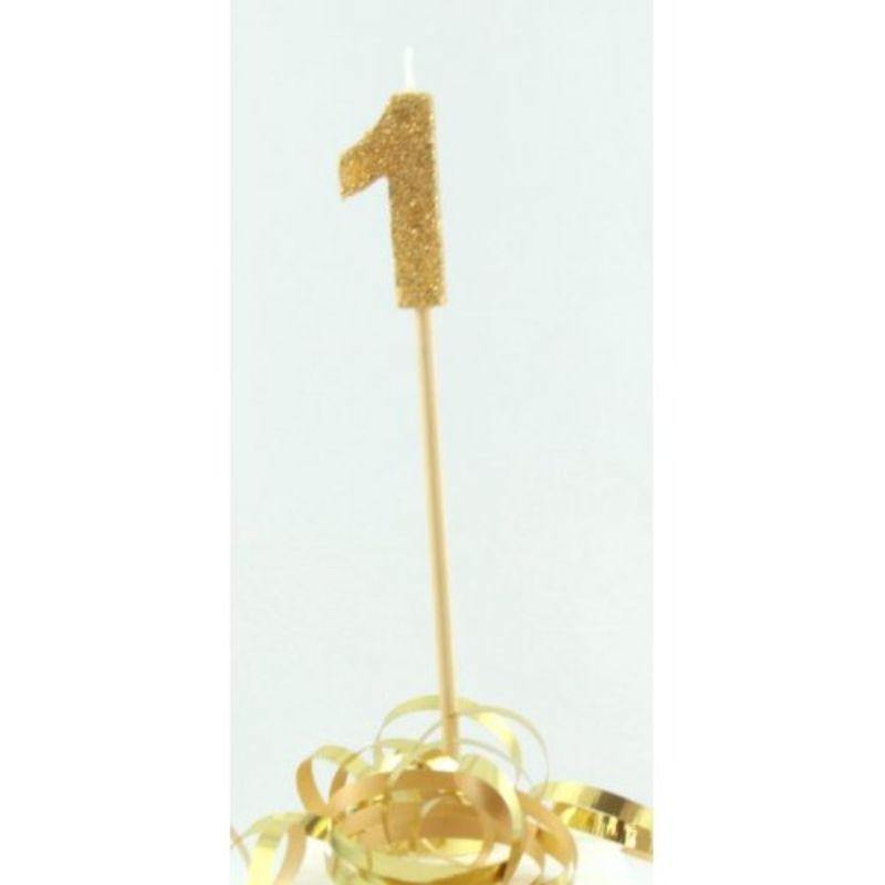 Gold Glitter Long Stick #1 Candle - The Base Warehouse