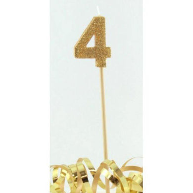 Gold Glitter Long Stick #4 Candle - The Base Warehouse