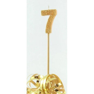 Gold Glitter Long Stick #7 Candle - The Base Warehouse