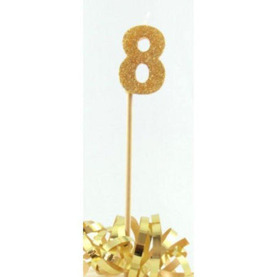 Gold Glitter Long Stick #8 Candle - The Base Warehouse