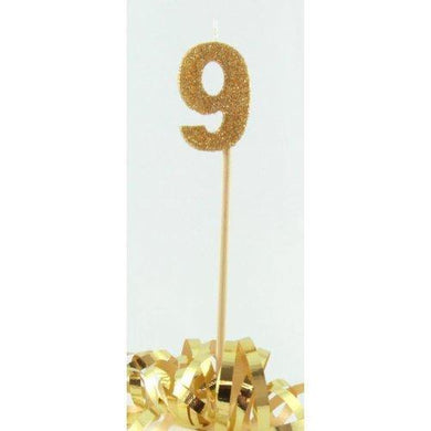 Gold Glitter Long Stick Candle #9 - The Base Warehouse