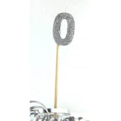 Silver Glitter Long Stick #0 Candle - The Base Warehouse