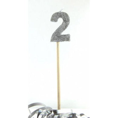 Silver Glitter Long Stick #2 Candle - The Base Warehouse