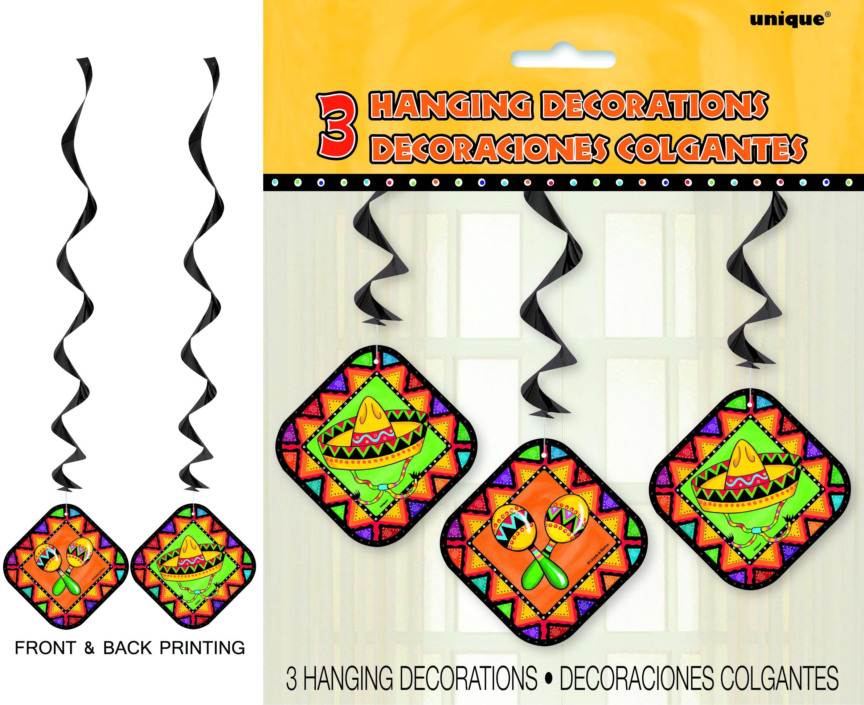 3 Pack Fiestivity Hanging Swirl Decorations - 90cm - The Base Warehouse