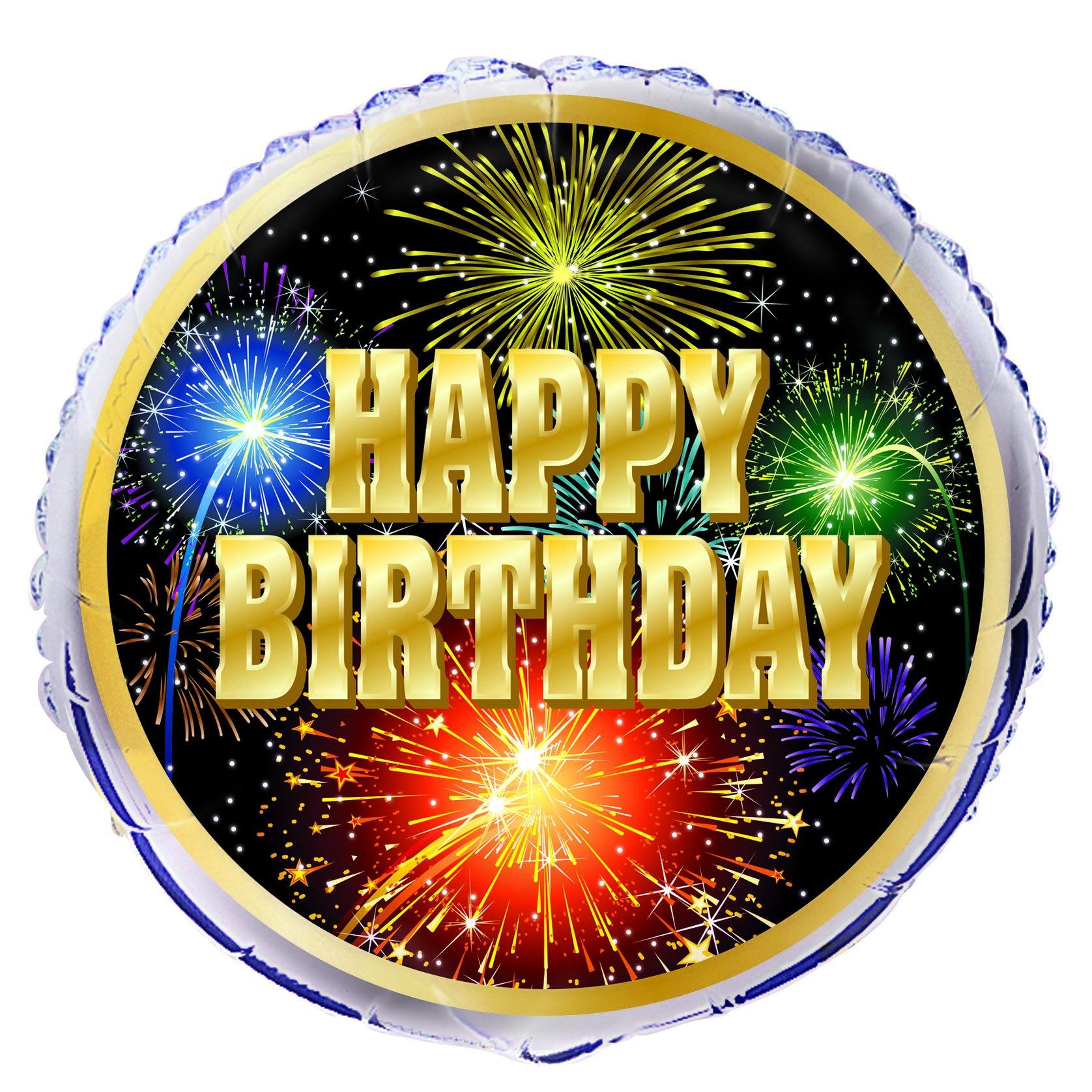 Happy Birthday Burst Round Foil Balloon - 45cm - The Base Warehouse