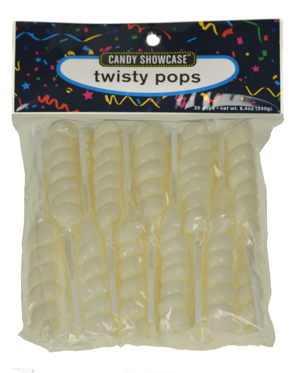 20 Pack White Twisty Pops