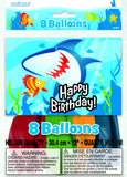 Load image into Gallery viewer, 8 Pack Assorted Colours Fin Friends Latex Balloons - 30cm - The Base Warehouse
