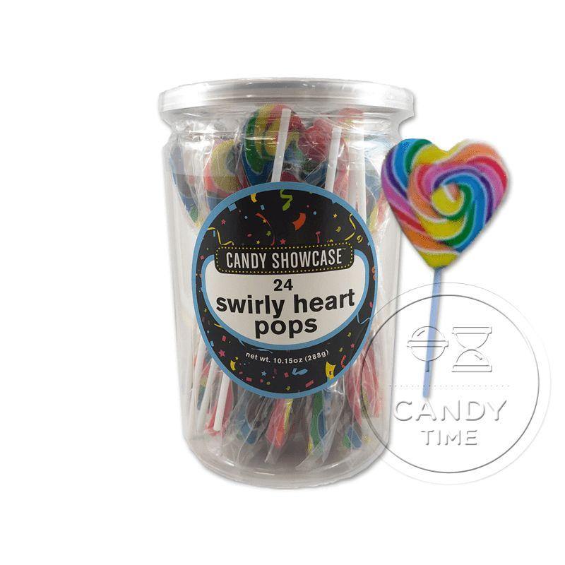 24 Pack Rainbow Swirl Heart Pop - 288g - The Base Warehouse