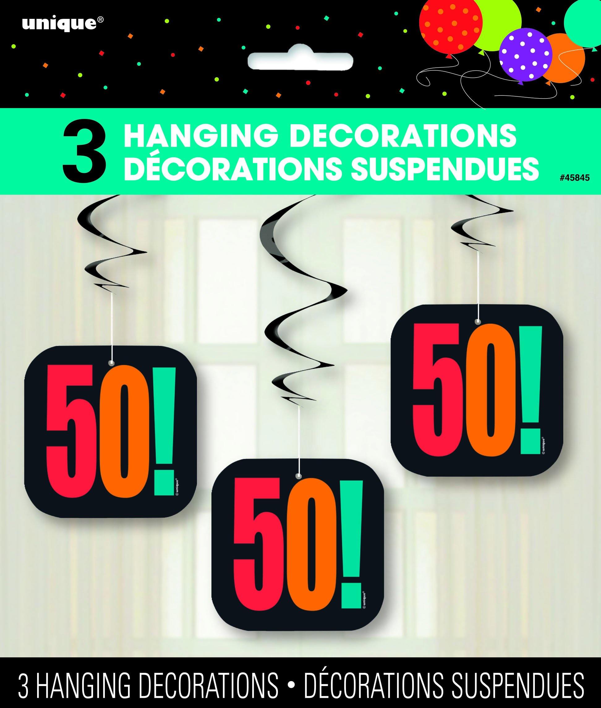 3 Pack 50! Birthday Cheer Hanging Swirl Decorations - The Base Warehouse