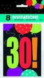 Load image into Gallery viewer, 8 Pack 30! Birthday Cheer Invitations - The Base Warehouse
