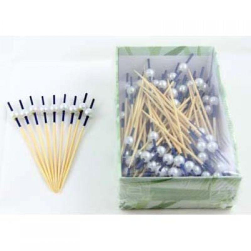 100 Pack Picks with Blue Top and Pearl - 10cm - The Base Warehouse