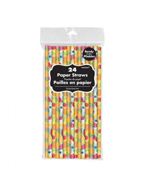 24 Pack Summer Fruit Paper Straws - The Base Warehouse