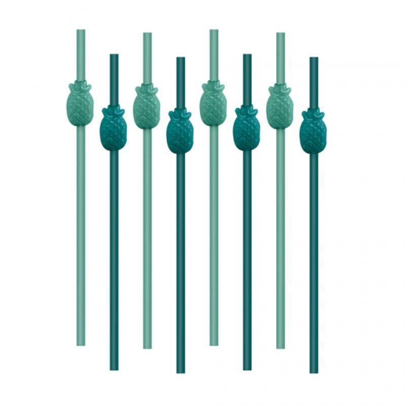 10 Pack Key West Pineapple Molded Straws - 23cm - The Base Warehouse