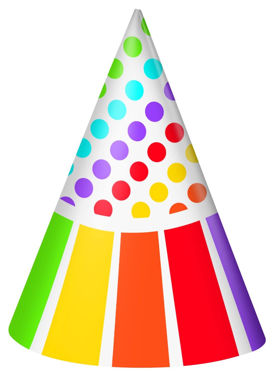8 Pack Rainbow Birthday Party Hats - The Base Warehouse