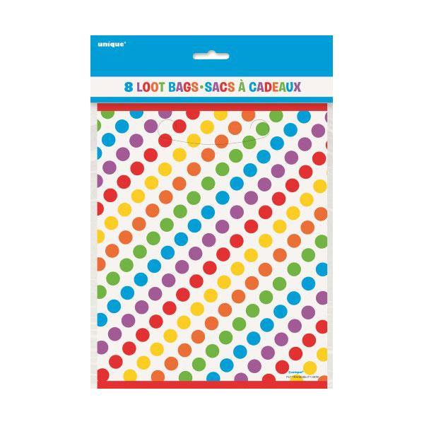 8 Pack Rainbow Dots Loot Bags - The Base Warehouse
