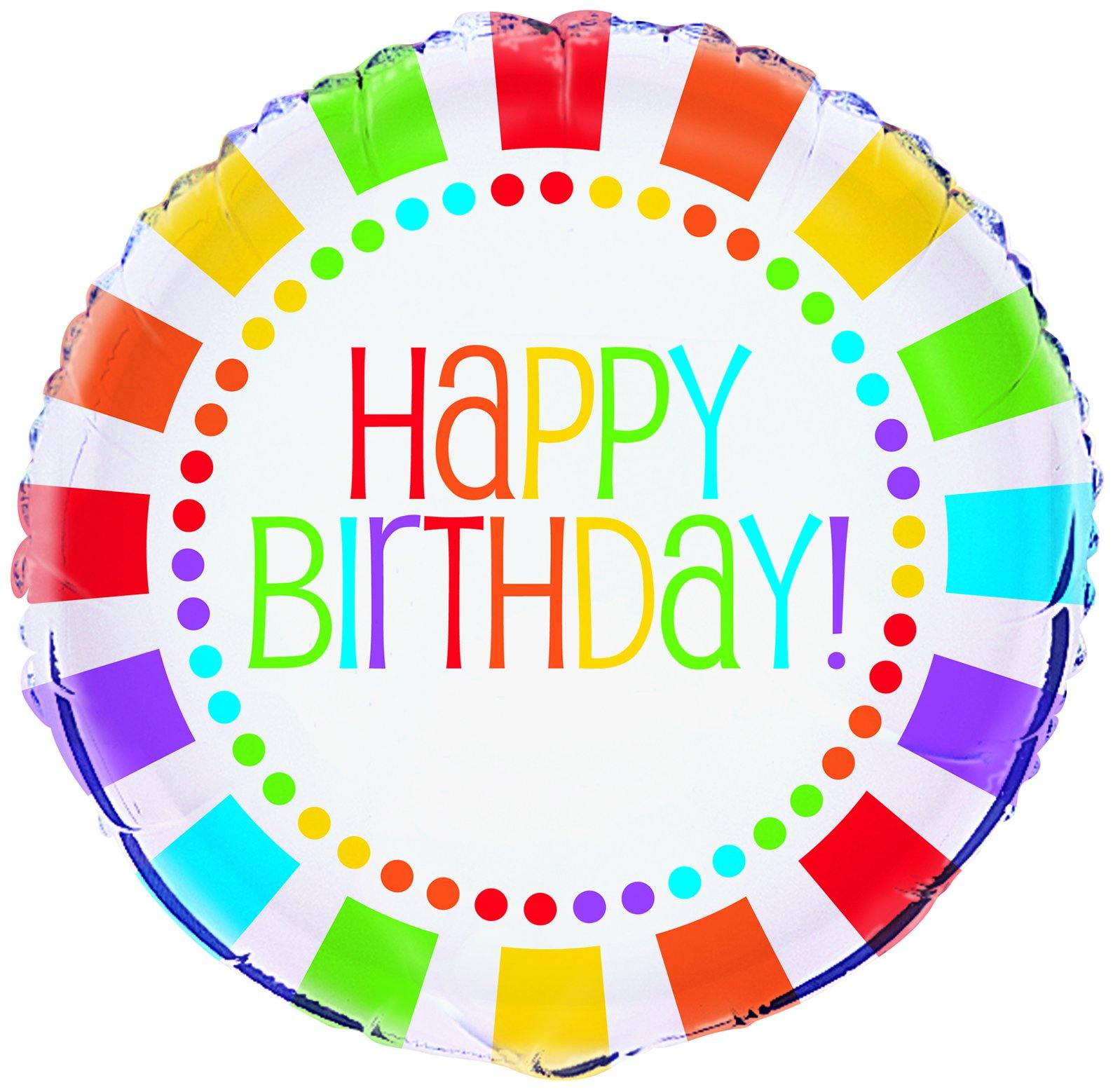 Happy Birthday Rainbow Round Foil Balloon - 45cm