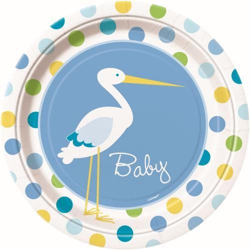8 Pack Its a Boy Stork Baby Shower Paper Plate - 23cm