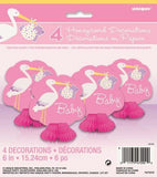 Load image into Gallery viewer, 4 Pack Its a Girl Honeycomb Decorations - 15cm - The Base Warehouse
