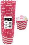 Load image into Gallery viewer, 25 Pack Hot Pink Chevron Paper Baking Cups - The Base Warehouse
