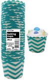 Load image into Gallery viewer, 25 Pack Caribbean Teal Chevron Paper Baking Cups - The Base Warehouse
