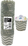 Load image into Gallery viewer, 25 Pack Silver Chevron Paper Baking Cups
