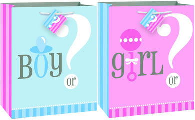 Gender Reveal Boy or Girl? Gift Bag - 32.5cm H x 26cm W - The Base Warehouse