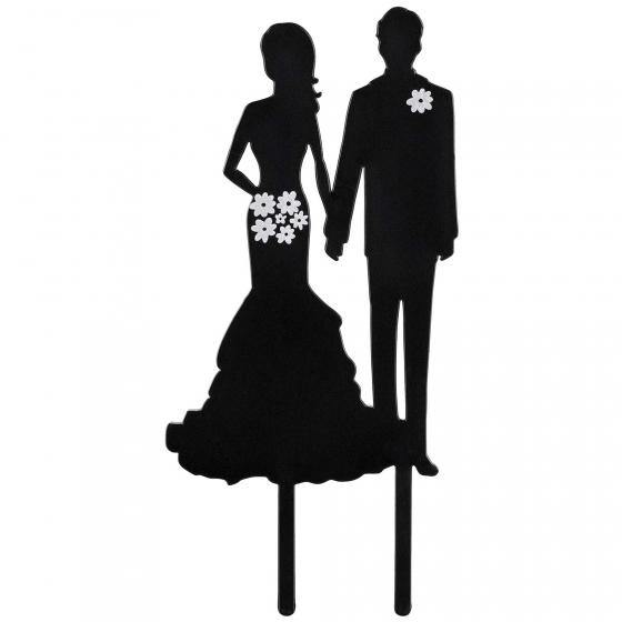 Silhouette Couple Cake Topper - 17cm x 7cm - The Base Warehouse