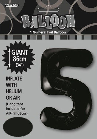 Black Numeral 5 Foil Balloon - 86cm