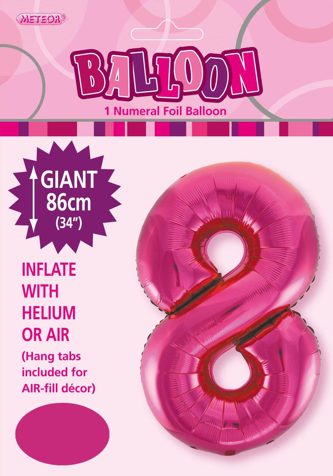 Hot Pink Numeral 8 Foil Balloon - 86cm