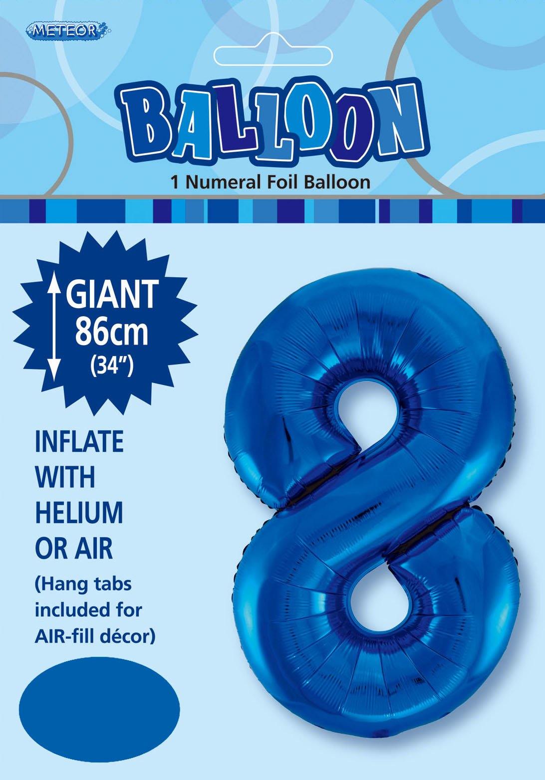Royal Blue Numeral 8 Foil Balloon - 86cm - The Base Warehouse