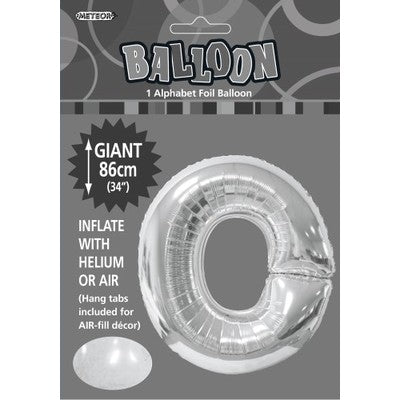 Silver Letter O Foil Balloon - 86cm