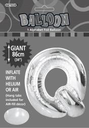 Silver Letter Q Foil Balloon - 86cm - The Base Warehouse