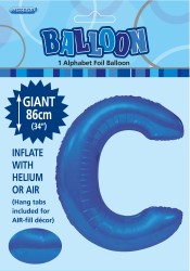 Royal Blue Letter C Foil Balloon - 86cm