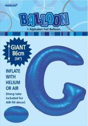 Royal Blue Letter G Foil Balloon - 86cm - The Base Warehouse