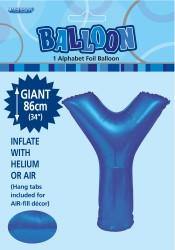 Royal Blue Letter Y Foil Balloon - 86cm
