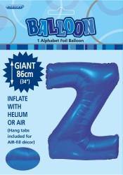 Royal Blue Letter Z Foil Balloon - 86cm