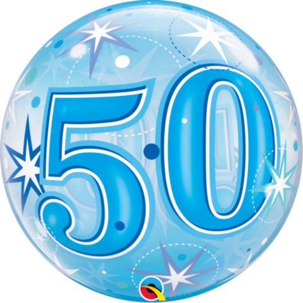 50 Blue Starburst Sparkle Bubble Balloon - 56cm