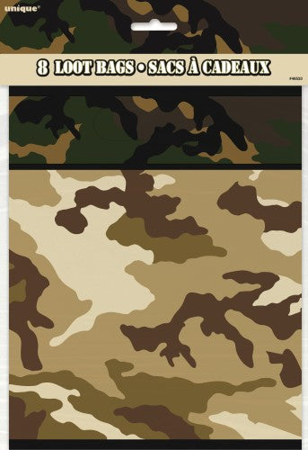 8 Pack Military Camo Loot Bags