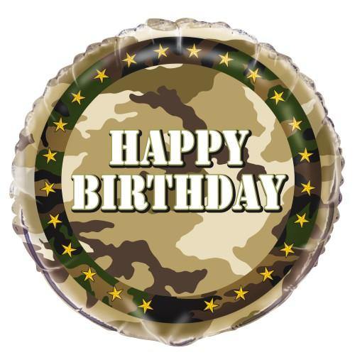 Military Camo Happy Birthday Foil Balloon - 45cm