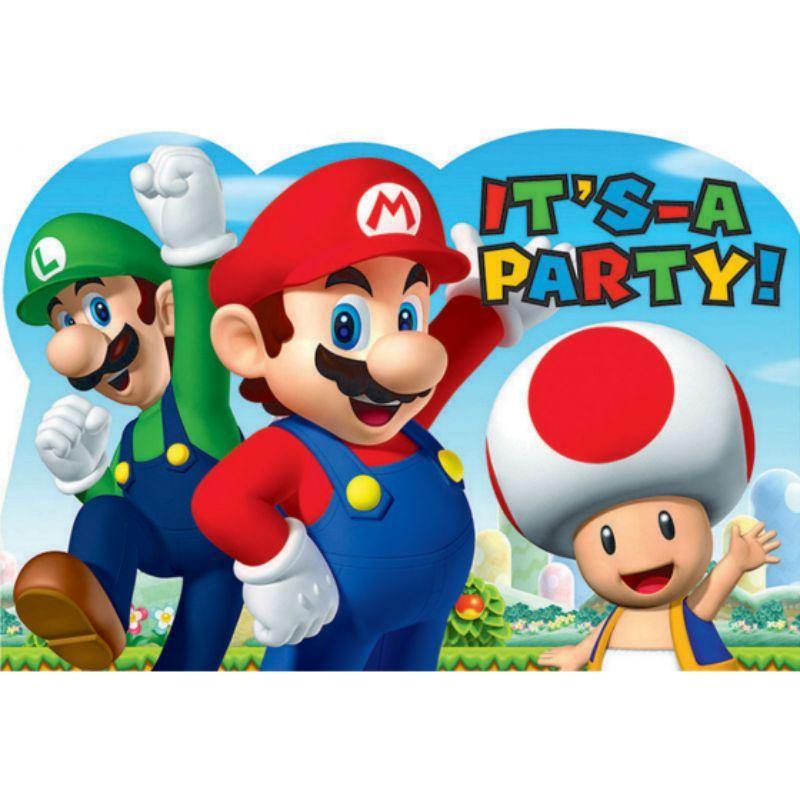 8 Pack Super Mario Bros Postcard Invitations - The Base Warehouse