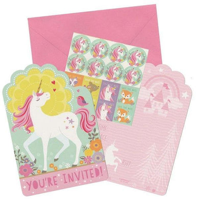 8 Pack Magical Unicorn Postcard Invitaitons - The Base Warehouse