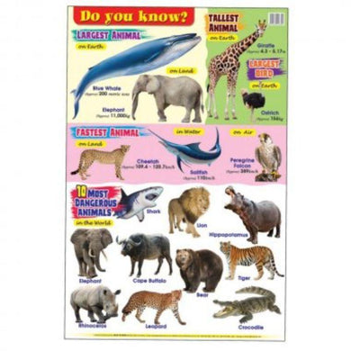Educational Chart - Do You Know Animals - 76cm x 50.5cm - The Base Warehouse