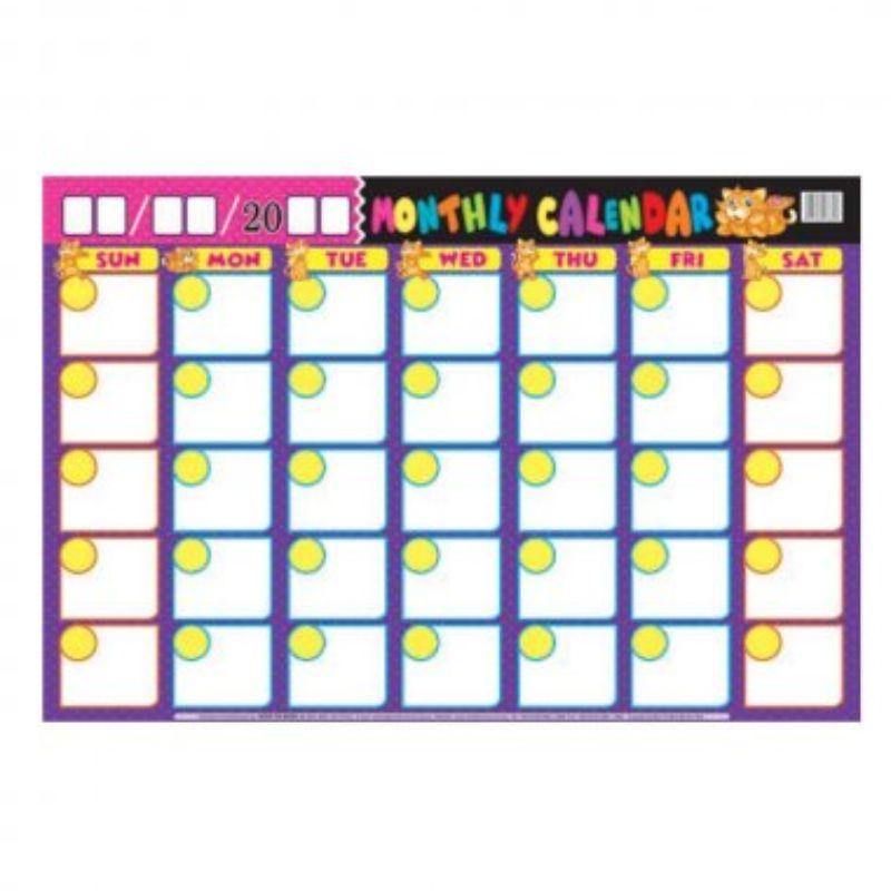 Educational Chart Monthly Calendar - 760mm x 505mm - The Base Warehouse