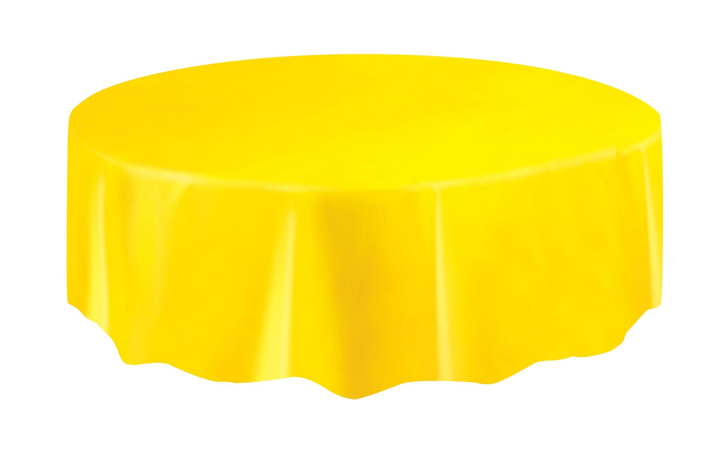 Sunflower Yellow Plastic Round Tablecover - 213cm - The Base Warehouse