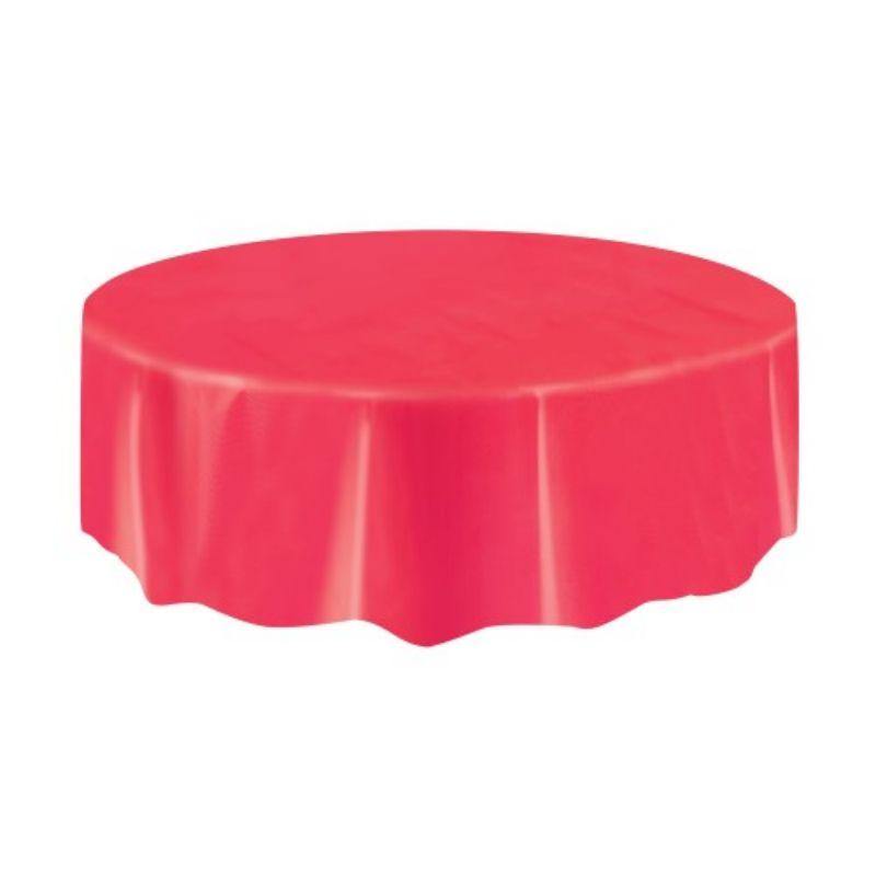 Ruby Red Round Plastic Tablecover - 213cm - The Base Warehouse