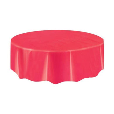 Ruby Red Round Plastic Tablecover - 213cm - The Base Warehouse